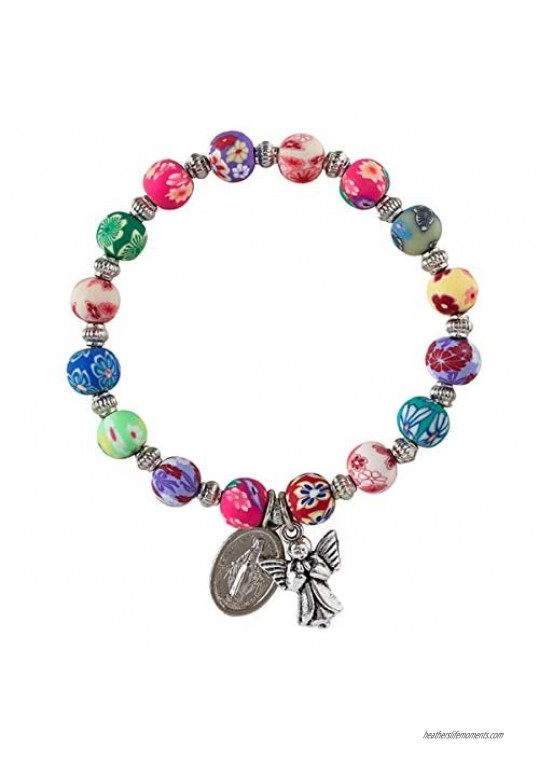 Guardian Angel Colorful Bead Bracelet 7 1/2 Inch