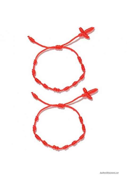 Handcrafted Red Bracelets for Protection Women Adjustable Good Luck Bracelets Rope Braid Jewelry Men Girls Boys Family Friends  2PCS