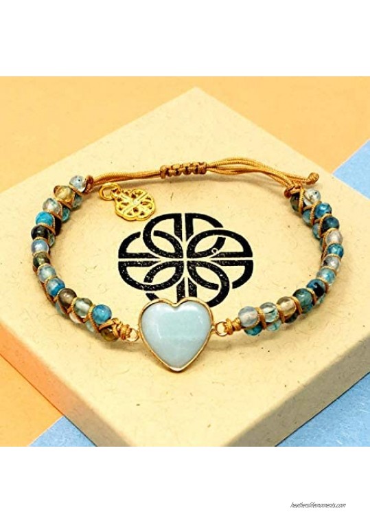 Heart ite Stone Bracelet Love Relationship Bracelet Healing Chakra Crystal Energy Heart Charm Bracelet Handmade Jewelry for Women