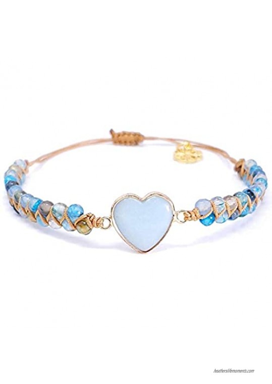 Heart ite Stone Bracelet Love Relationship Bracelet Healing Chakra Crystal Energy Heart Charm Bracelet Handmade Jewelry for Women