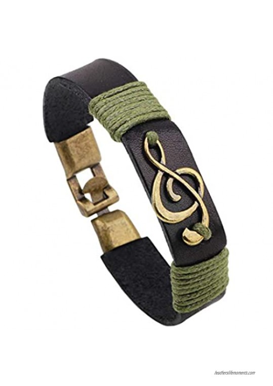 Infinite Memories Infinity Music Note Leather Wristband Wrap Bracelets Gifts for Music Lovers Rocker Musician Hippie Men Women
