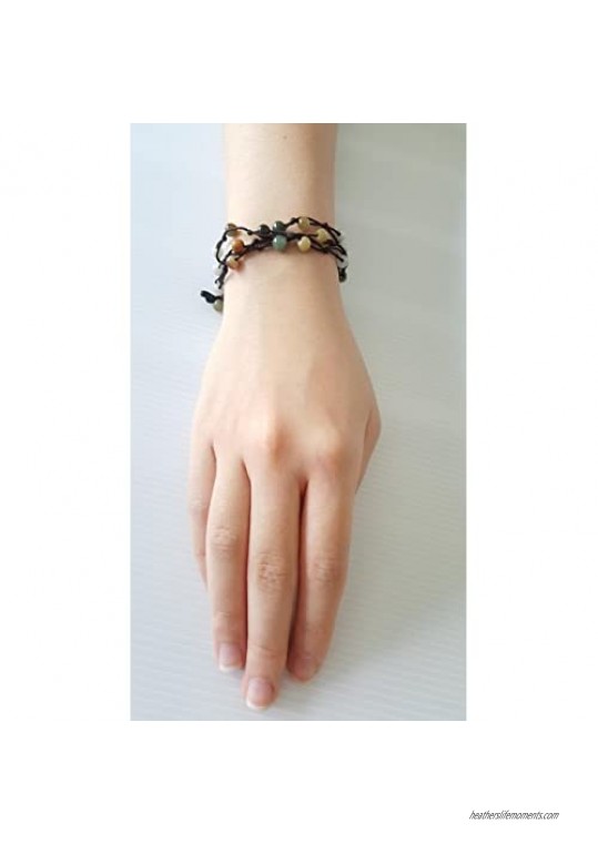 Infinityee888 Small Jade Bead Bracelets Woven Feng Shui for Men Women Bracelet-BC02