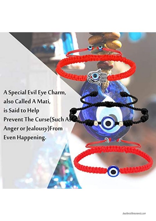 Jstyle 6Pcs Evil Eye Bracelets for Women Men 7 Knot Handmade Lucky Bracelets for Protection Kabbalah Red String Bracelets Amulet Adjustable