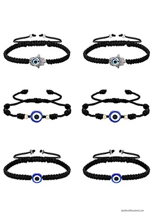 Jstyle 6Pcs Evil Eye Bracelets for Women Men 7 Knot Handmade Lucky Bracelets for Protection Kabbalah Red String Bracelets Amulet Adjustable