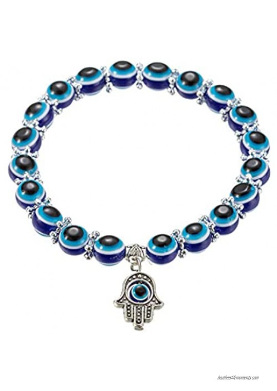 kelistom Evil Eye Bead Bracelet for Women Men  Blue Eye Colorful Beaded Stretch Bracelets for Women Men Teens Amulet for Protection  Health and Good Luck