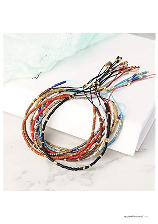 KELITCH Colorful Seed Bead Friendship Bracelets Handmade New Summer Strand Bracelets Bangles for Women/Girls