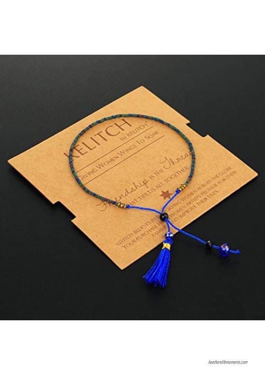 KELITCH Friendship Link Bracelet Handmade Japanese Miyuki Seed Beaded Rope String Tassel Pendant Bracelet Fashion Jewelry
