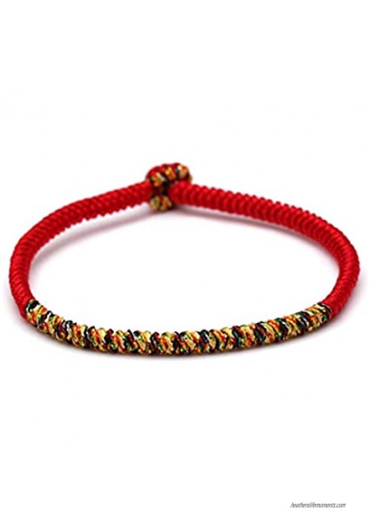 LaMi Handmade Red and Black Mix Multicolor Lucky Bracelet for Men and Women Tibetan Lucky Amulet Bracelet Woven Thread String for Friend and Couple Peace and Protection Handmade