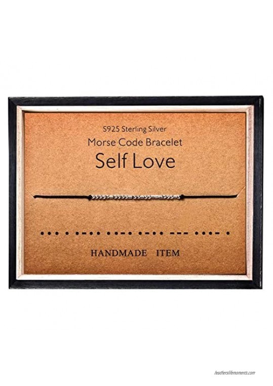 Morse Code Bracelet 925 Sterling Silver Beads on Silk Cord Secret Message Self love bracelet Gift Jewelry for her