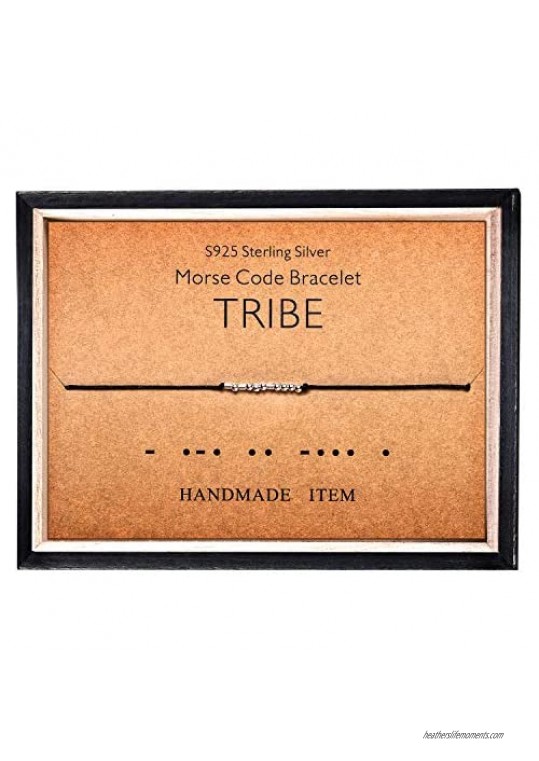Morse Code Bracelet 925 Sterling Silver Beads on Silk Cord Secret Message TRIBE bracelet Gift Jewelry for her