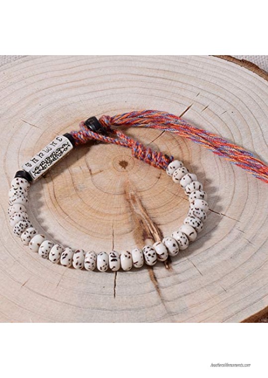 OAIITE BALIBALI Handmade Tibetan Copper Beads Bracelet Lucky Rope Bracelet Rope String Bracelet Handmade Braided Cotton Copper Beads for Women Men