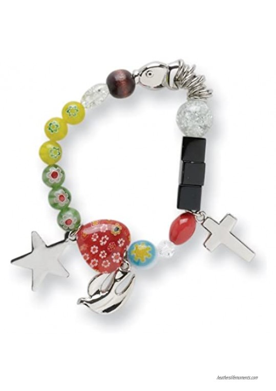 Roman Story of Jesus Christ Multicolor Beaded Charms Fashion Bracelet with Story Card Adult Size