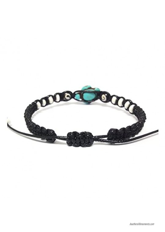 Sea Turtle Bracelet - Artificial Turquoise Tortoise Macrame Adjustable Wristband for Women