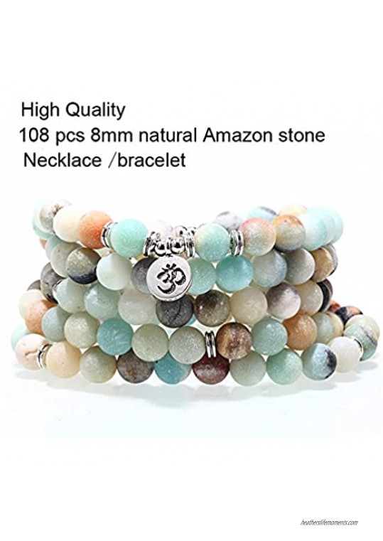 SEVENSTONE 8MM 108 Mala Beads Charm Bracelet for Men Women Yoga Bracelet Necklace
