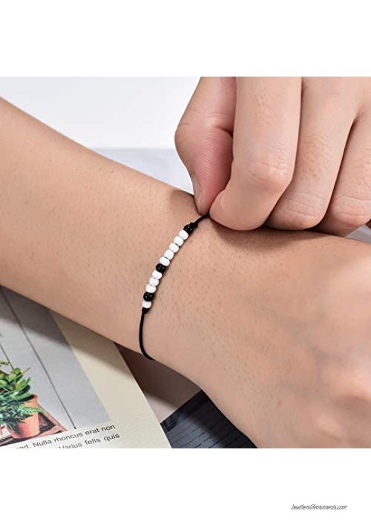 Shonyin Morse Code Bracelet Set for 2 Handmade Unique Bracelets Secret Message Jewelry Gift for Women Men Boys Girls