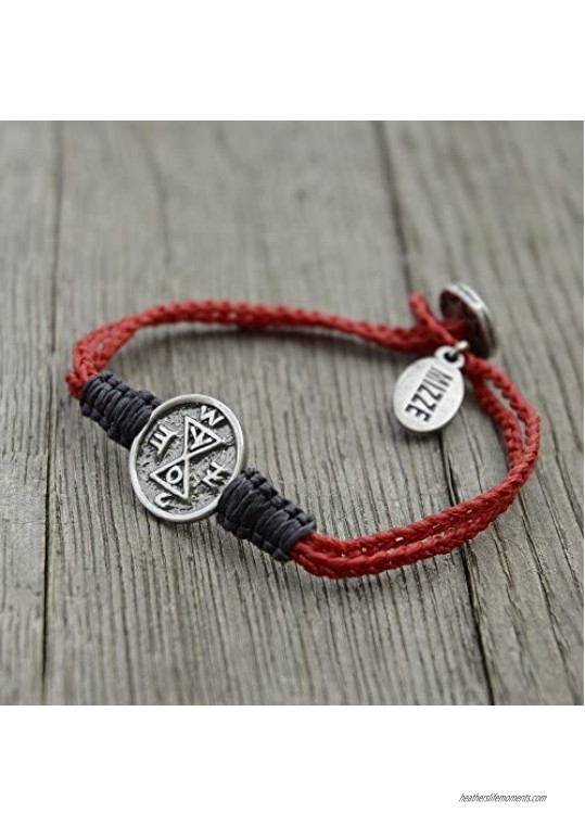 Sterling Silver Find Your Match Coin Charm Bracelet Jewelry Gift for Love & Finding Your Match on Red and Grey Macramé Bracelet - 7 Length for Women with Button Clasp