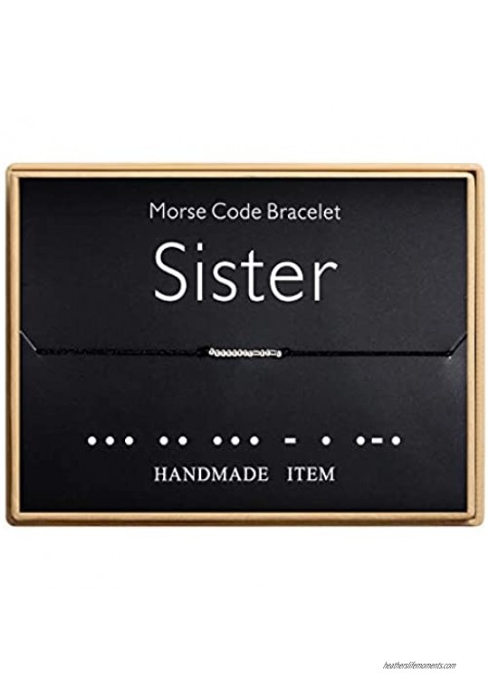 Sunique Sister Morse Code Bracelet Handmade Bead Adjustable String Bracelets Inspirational Jewelry for Women