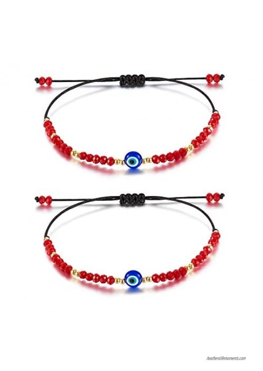 Tarsus Dainty Evil Eye Beaded Bracelets Adjustable String Amulet for Women Men