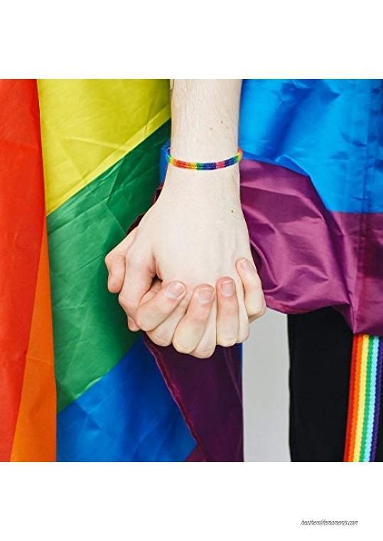 VU100 Rainbow LGBT Pride Bracelets Bracelet for Gay and Lesbian Handmade Friendship Braided String Adjustable Gifts for Men Women Teen Girls