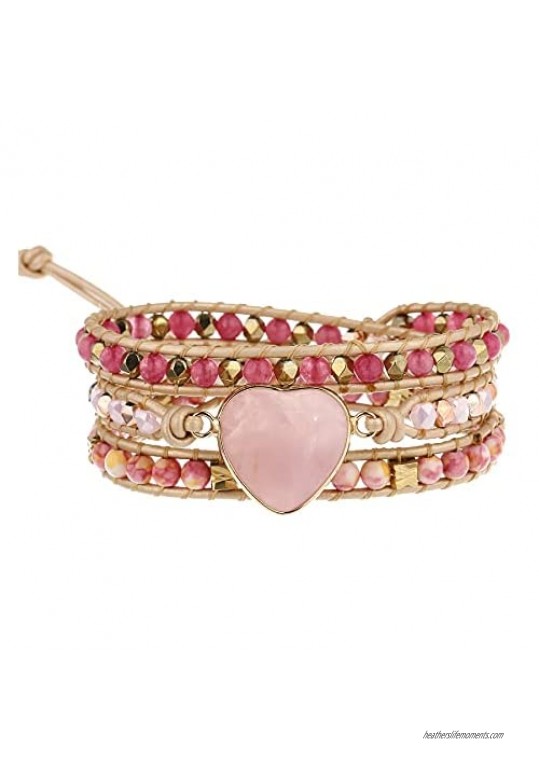 Women Handmade Bracelets for Summer Natural Stone Crystal Bead Handwoven Healing Wrap Bracelet Jewelry